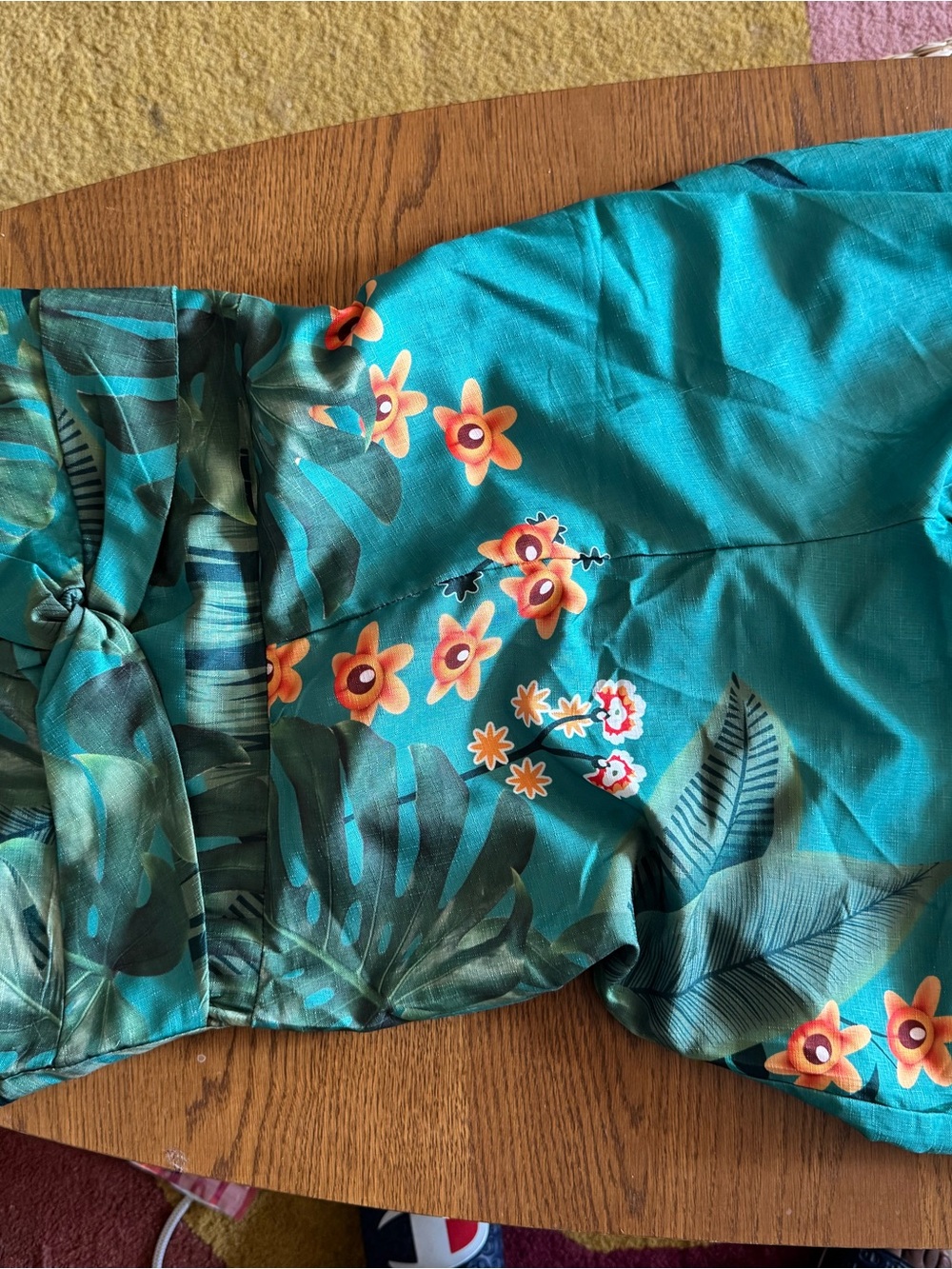 chicme Teal and Green Tropical Print Dress